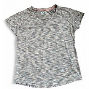 RBX Women’s Performance Striped Pink Athletic Work out Travel Gym TShirt Large